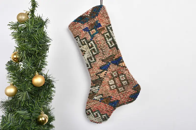 Patrón de adornos navideños de 7 pulgadas, calcetín navideño de una sola pieza