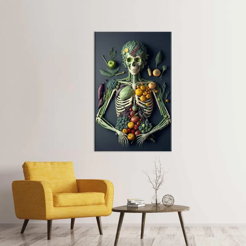 Lebendige Obst- und Gemüse-Leinwand: Surreale Kunst für gesundes Leben
