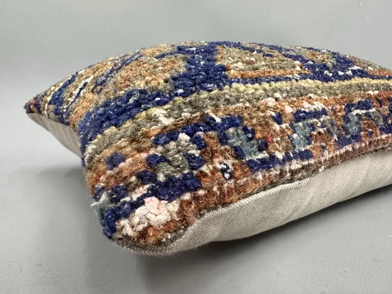Bed Pillow Sham, Accent Throw Cushion Case, 12x20 Blue Pillow Case, Ethnical Kilim Rug Pillow, Kilim Pillow Cover, Cushion, Handmade Kilim Cushion - 6