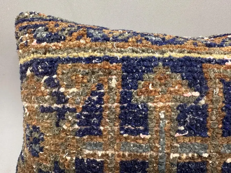 Bed Pillow Sham, Accent Throw Cushion Case, 12x20 Blue Pillow Case, Ethnical Kilim Rug Pillow, Kilim Pillow Cover, Cushion, Handmade Kilim Cushion - 5