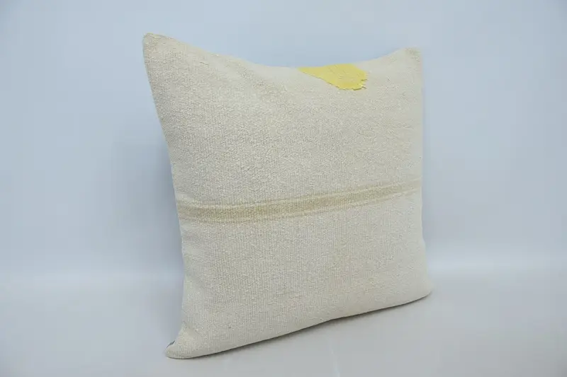 Kilim Cushion Sham, Office Chair Pillow Case, Handmade Kilim Cushion, Antique Pillows, Pattern Throw Pillow Cover, Pillow Cover, 24x24 Beige Cushion - 3