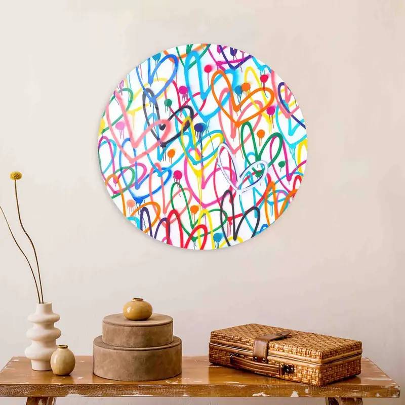 Modern Heart Graffiti Canvas: Trendy Printed Wall Art