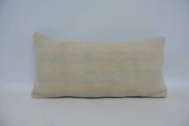 Cushion, Turkish Kilim Pillow, 12x24 Beige Pillow Sham, One Of A Kind Pillow Case, Handmade Rug Seat Cushion, Boho Pillow, Throw Kilim Pillow - 1