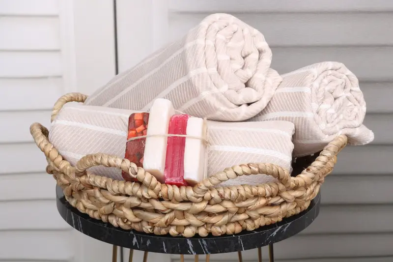 70x40 Bamboo Herringbone Towel, Turkish hand towel, Bridal Shower Gift, Turkish Bath Towel USA, Best Friend Gift Ideas, Home Decor Gifts - 4