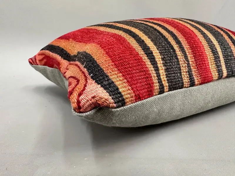 Kilim Cushion Sham, Authentic Pillow, Pillow for Sofa, Interior Designer Pillow, 12x20 Red Pillow Case, Pillow Case, Turkish Corner Pillow Cover - 6