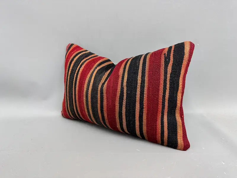 Kilim Cushion Sham, Authentic Pillow, Pillow for Sofa, Interior Designer Pillow, 12x20 Red Pillow Case, Pillow Case, Turkish Corner Pillow Cover - 3