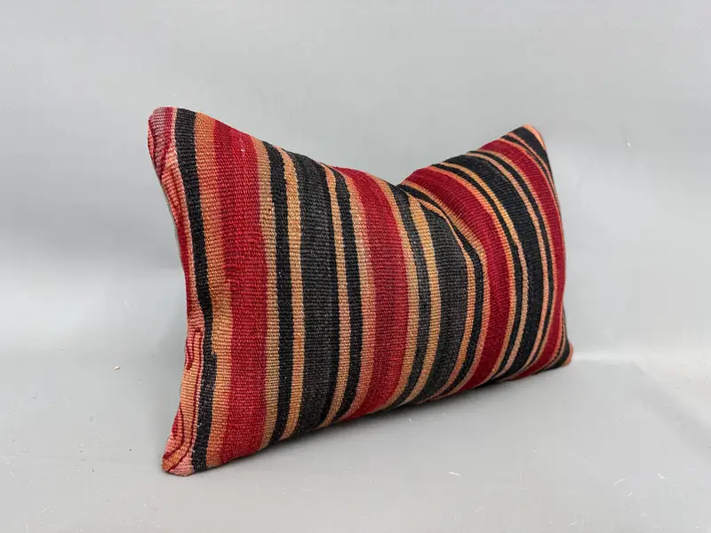 Kilim Cushion Sham, Authentic Pillow, Pillow for Sofa, Interior Designer Pillow, 12x20 Red Pillow Case, Pillow Case, Turkish Corner Pillow Cover - 2