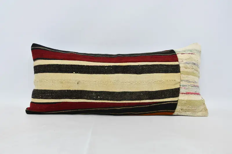 16x36 Beige Cushion, Cushion, Kilim Pillow, Decorative Cushion, Turkish Pillow, Handmade Throw Cushion, Car Pillow, Vintage Kilim Pillow - 1