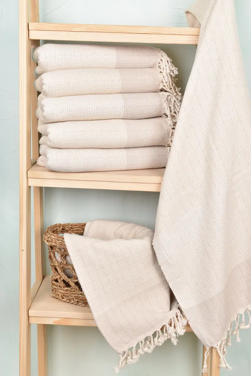 Handmade Gift, Peshtemal Towel, Bridesmaid Gift, Turkish fouta towel for outdoor use, Gym Towel, 70x40 Cotton Diamond Towel, Absorbent towel - 3