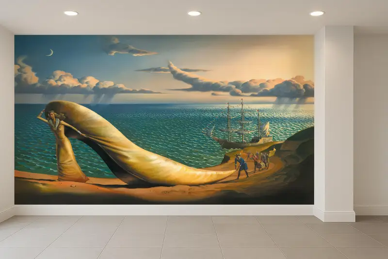 Bedruckte Tapete mit surrealen abstrakten Schuhen: Werten Sie Ihren Raum auf