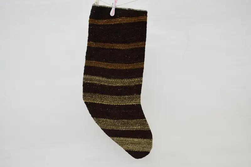 Kahverengi ve Bej Noel Süsleri Çorabı, 15.7 İnç Tatil Çorabı