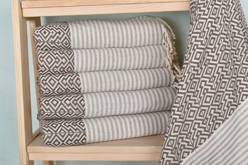 Personalized Beach Towel Brown Cotton, 38x75 Inches