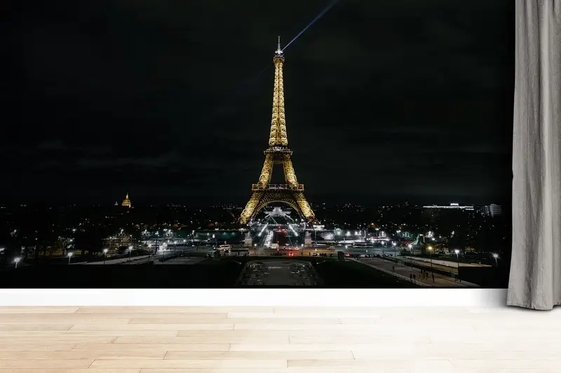 エッフェルタワー、シティスケープウォールペーパー、有名なランドマークの壁の装飾、エッフェルの風景の壁のポスター、風景の壁の装飾の夜の眺め - 4