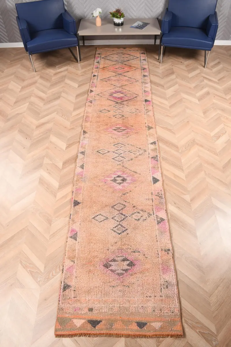 2,6x13,5 ft Vintage Teppich, Herki Teppich, Orange Pflanzen & Bäume Teppichwolle - 1