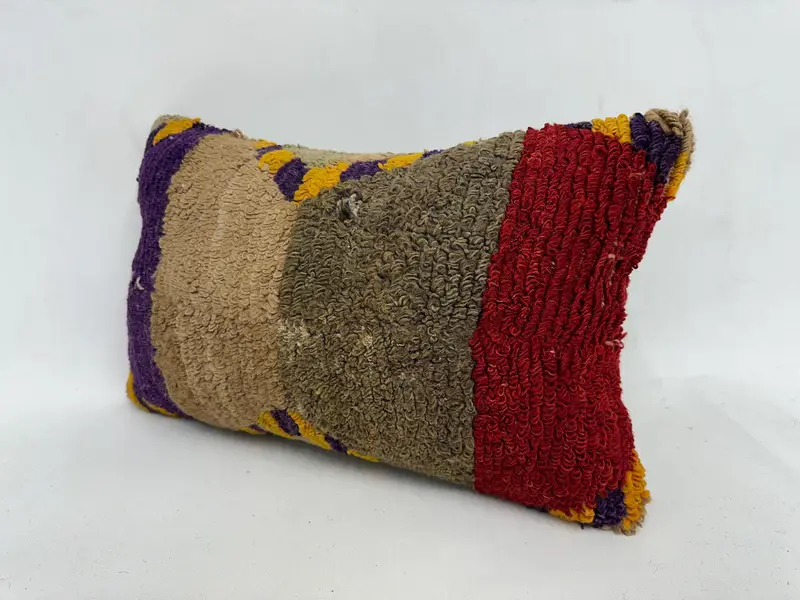 Yastık, el yapımı halı koltuğu yastık kapağı, Kilim yastığı, kanepe için yastık, 12x20 mor yastık kapağı, rahat atış yastığı kılıfı, vintage Kilim yastığı - 4