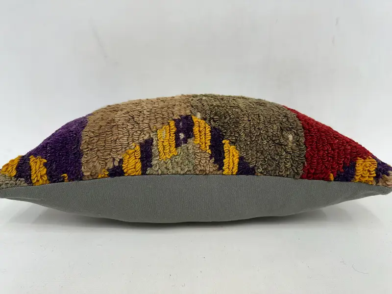 Yastık, el yapımı halı koltuğu yastık kapağı, Kilim yastığı, kanepe için yastık, 12x20 mor yastık kapağı, rahat atış yastığı kılıfı, vintage Kilim yastığı - 5