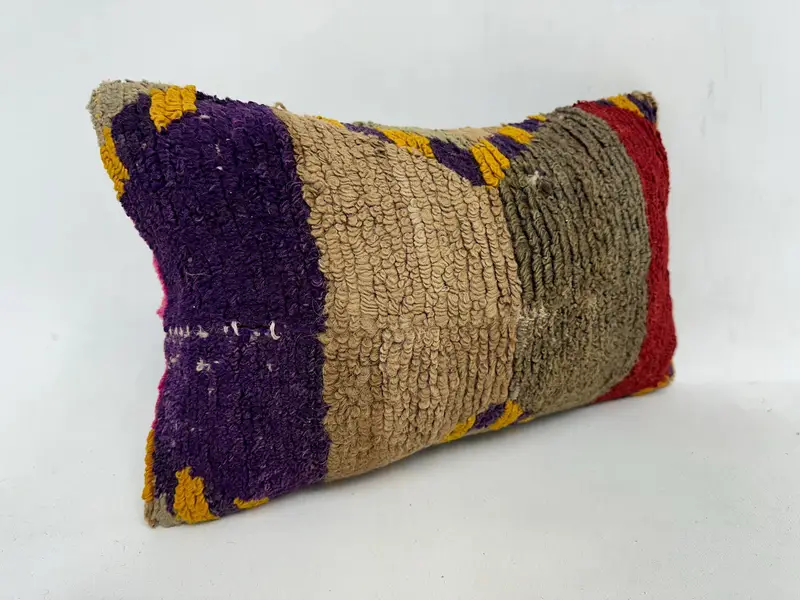 Yastık, el yapımı halı koltuğu yastık kapağı, Kilim yastığı, kanepe için yastık, 12x20 mor yastık kapağı, rahat atış yastığı kılıfı, vintage Kilim yastığı - 3