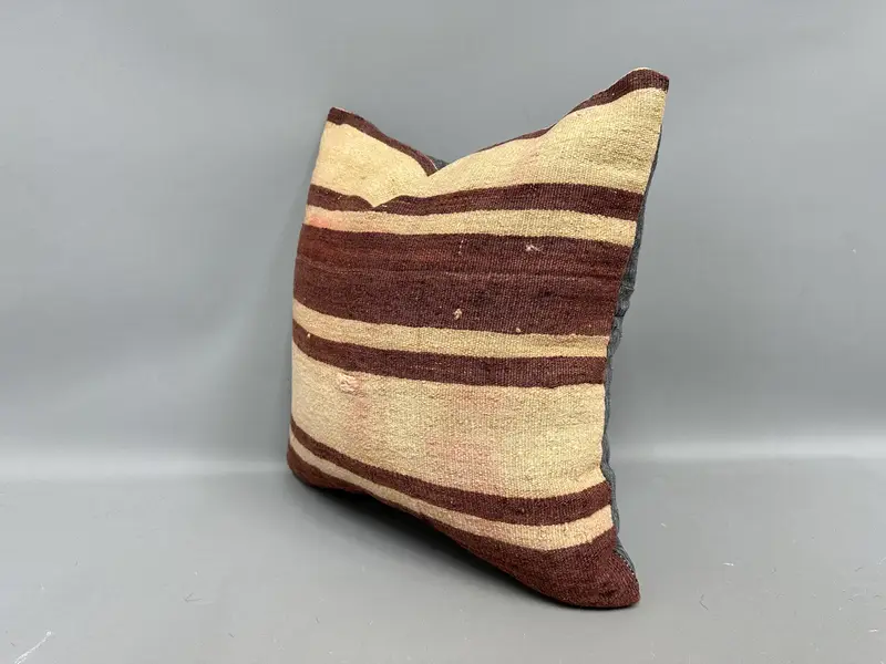 18x18 Brown Cushion Cover, Accent Throw Cushion, Interior Designer Pillow, Kilim Cushion Sham, Cushion Case, Boho Pillow, Vintage Pillow Sham - 3