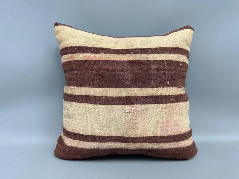 18x18 Brown Cushion Cover, Accent Throw Cushion, Interior Designer Pillow, Kilim Cushion Sham, Cushion Case, Boho Pillow, Vintage Pillow Sham - 4