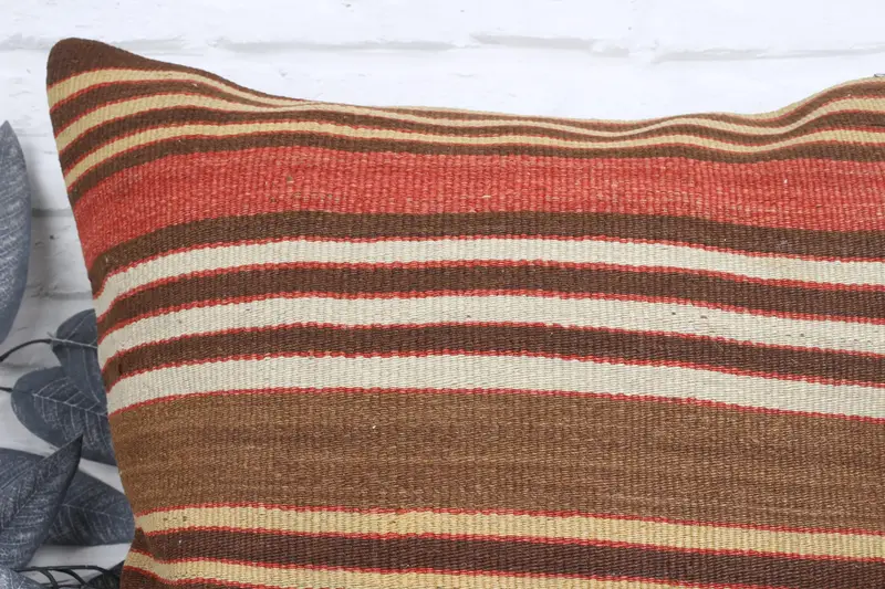 Pillow, 24x24 Brown Pillow Sham, Lounge Throw Pillow Sham, Kilim Cushion Sham, Ethnical Kilim Rug Pillow, Kilim Pillow Cover - 2