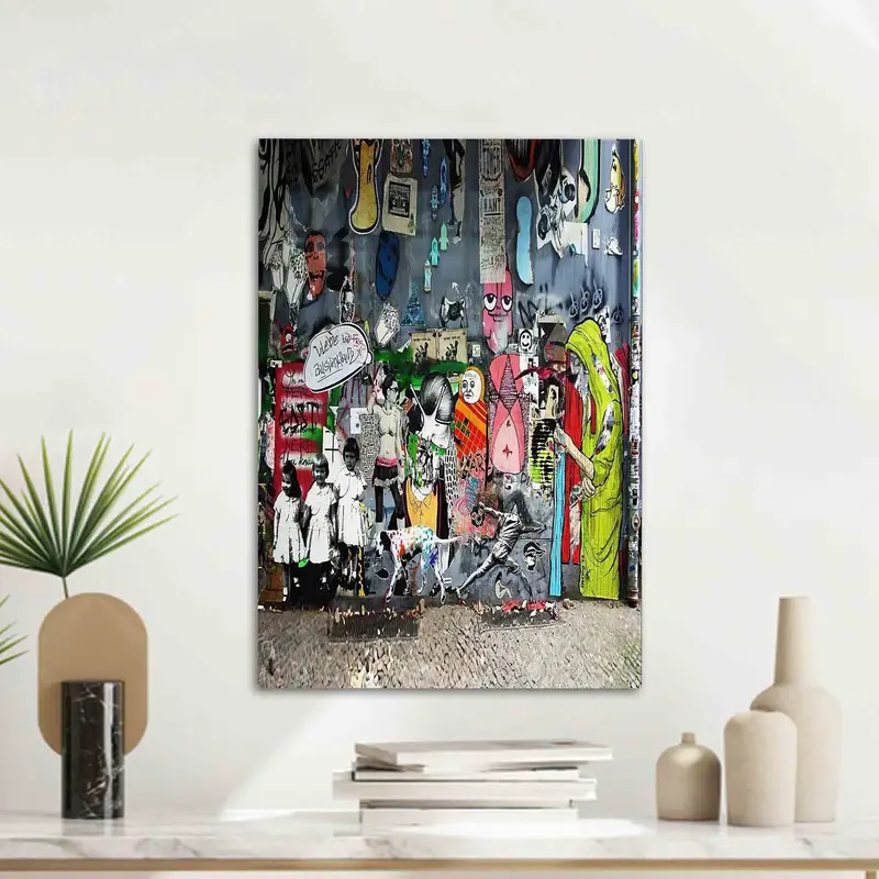 Modern Grafiti Baskılı Cam: Trendy, Renkli, Soyut Sanat