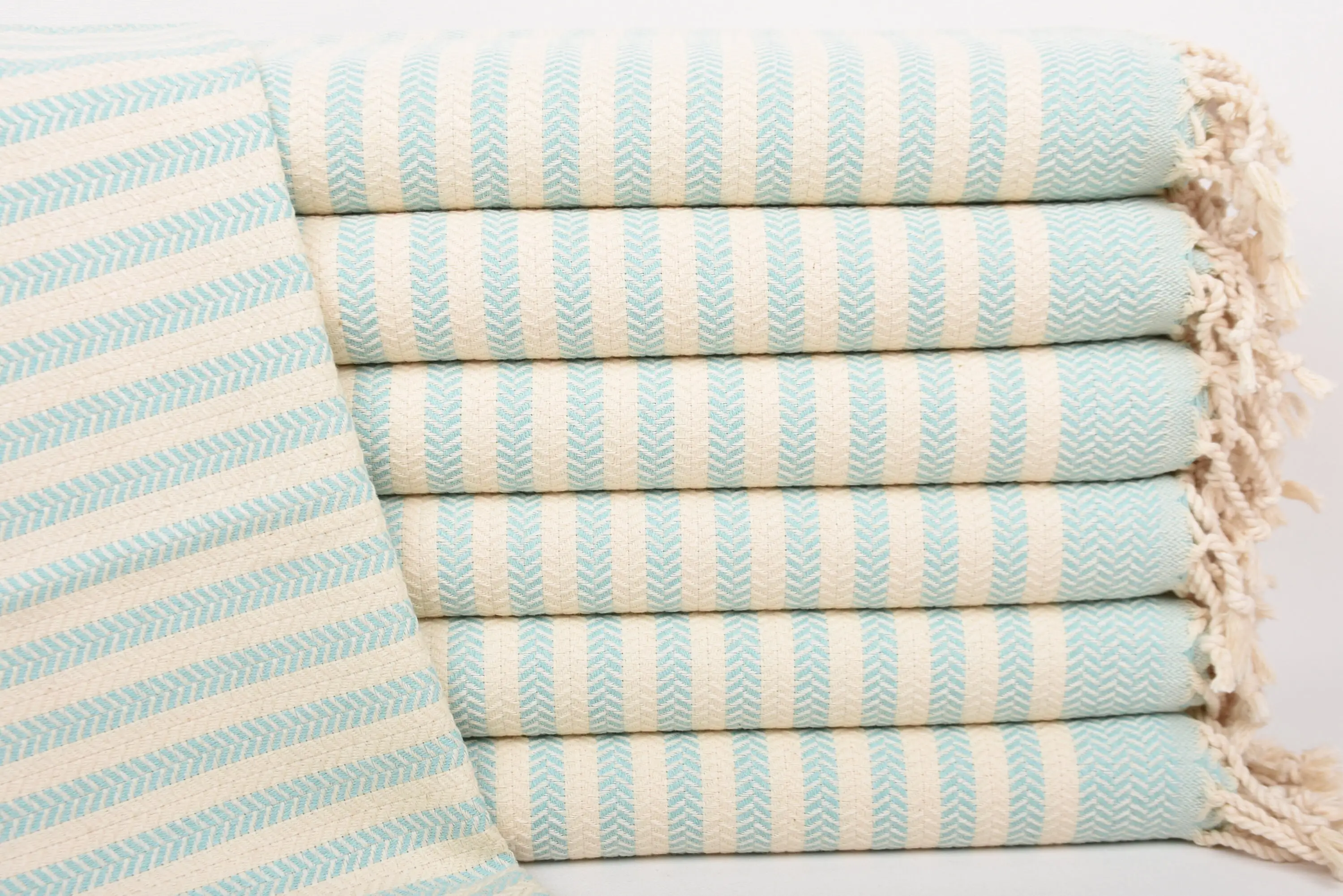 Mint Chevron Dish Towel Organic Cotton Hand Towel, 40x18 Inches - 1