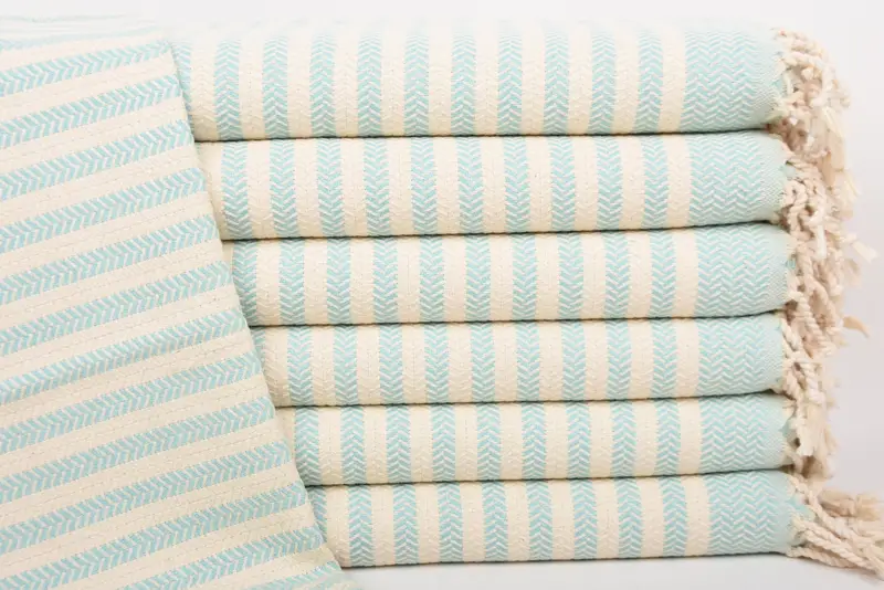 Mint Chevron Dish Towel Organic Cotton Hand Towel, 40x18 Inches