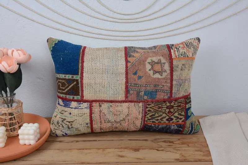 Vintage Kilim Pillow, Boho Throw Pillow Cover, Turkish Pillow, 16x24 Beige Pillow Case, Vintage Kilim Throw Pillow, Pillow Case - 2
