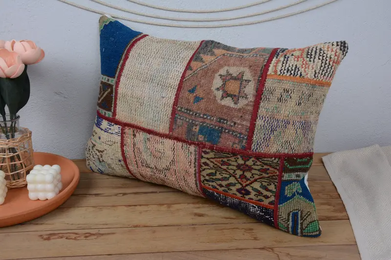 Vintage Kilim Pillow, Boho Throw Pillow Cover, Turkish Pillow, 16x24 Beige Pillow Case, Vintage Kilim Throw Pillow, Pillow Case - 4