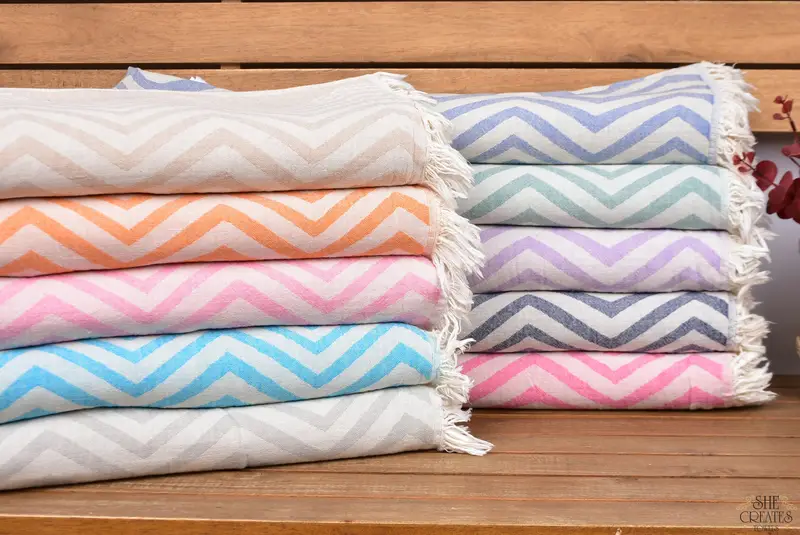 40x24 Cotton Zigzag Design Towel, Towel With Name, Guest Towel, Turkish Tea Towel, Christmas Gift, Bathroom Towels, Small Bath Towels, Gift For Him - 1