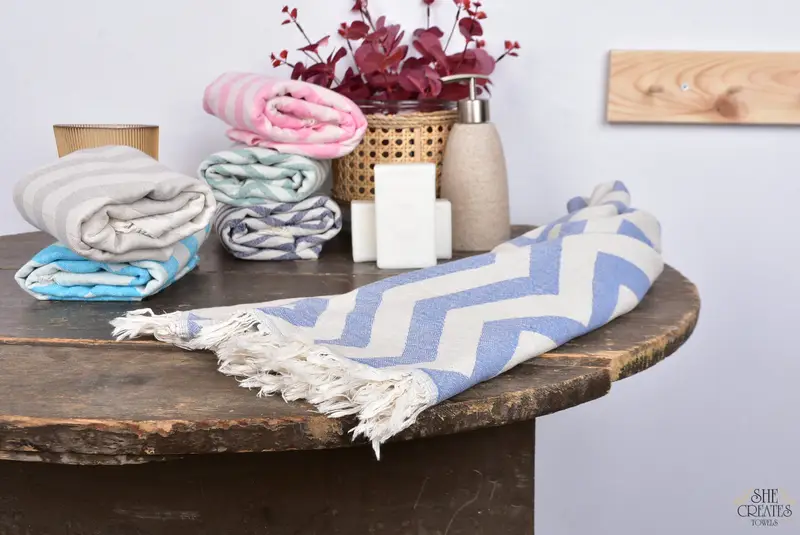 40x24 Cotton Zigzag Design Towel, Towel With Name, Guest Towel, Turkish Tea Towel, Christmas Gift, Bathroom Towels, Small Bath Towels, Gift For Him - 8