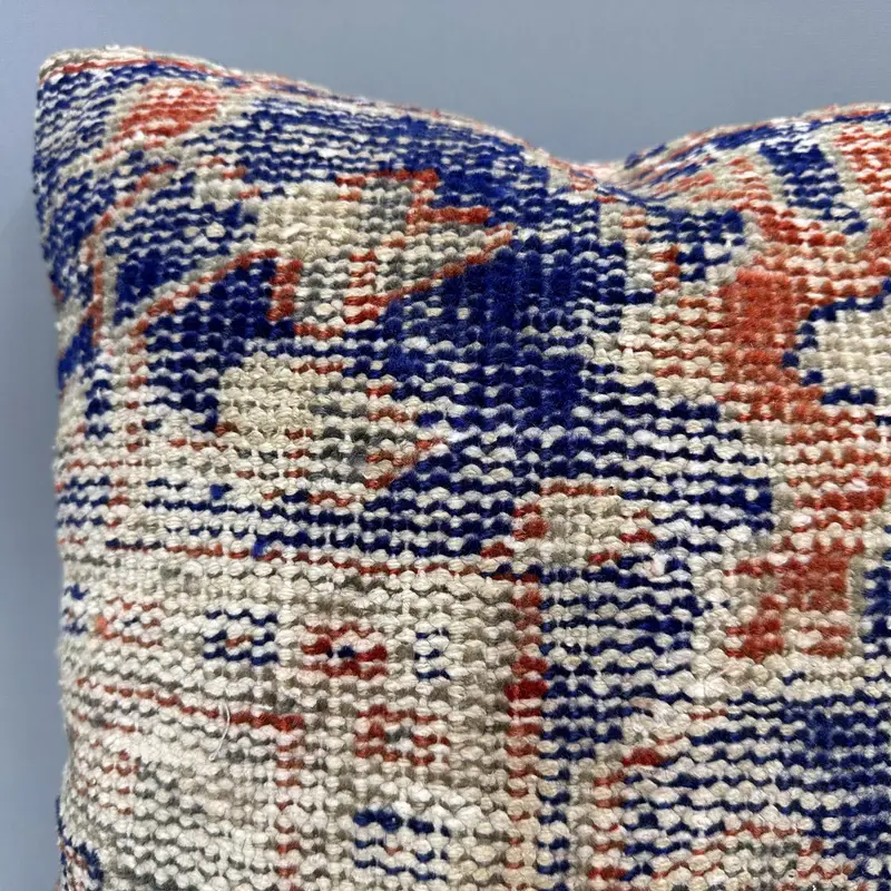 Vintage Kilim Pillow, Cushion, Kilim Rug Cushion, Vintage Pillow Cover, Turkish Pillow, Interior Designer Pillow, 18x18 Blue Pillow Sham - 4