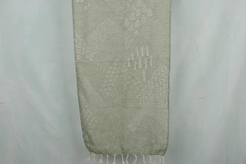 Mountain Design Dish Towel Khaki Green Cotton, 18x36 Inches