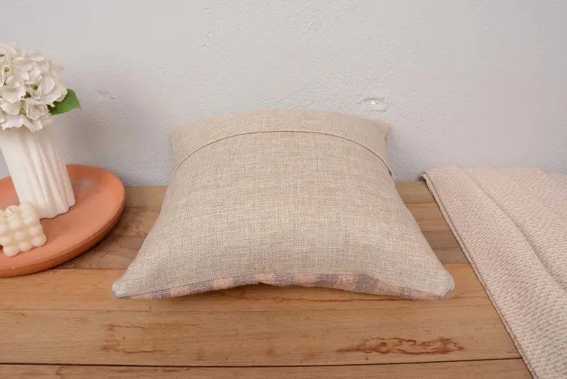16x16 Pink Cushion Cover, Kilim Rug Cushion Cover, Pillow for Sofa, Ethnical Kilim Rug Pillow, Handmade Kilim Cushion, Cushion Case - 6