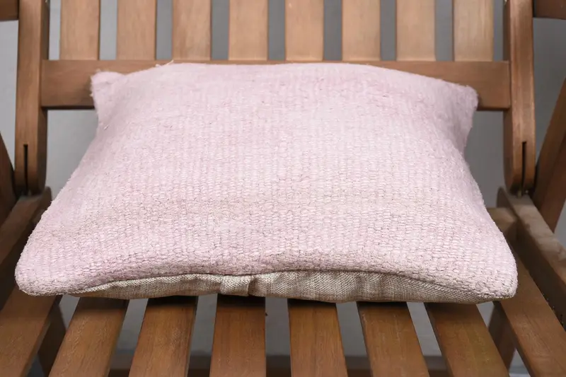 Cushion Case, Boho Pillow, Kilim Pillow Cover, 14x14 Pink Pillow Cover, One Of A Kind Cushion Cover, Vintage Kilim Pillow, Bolster Throw Pillow Case - 5