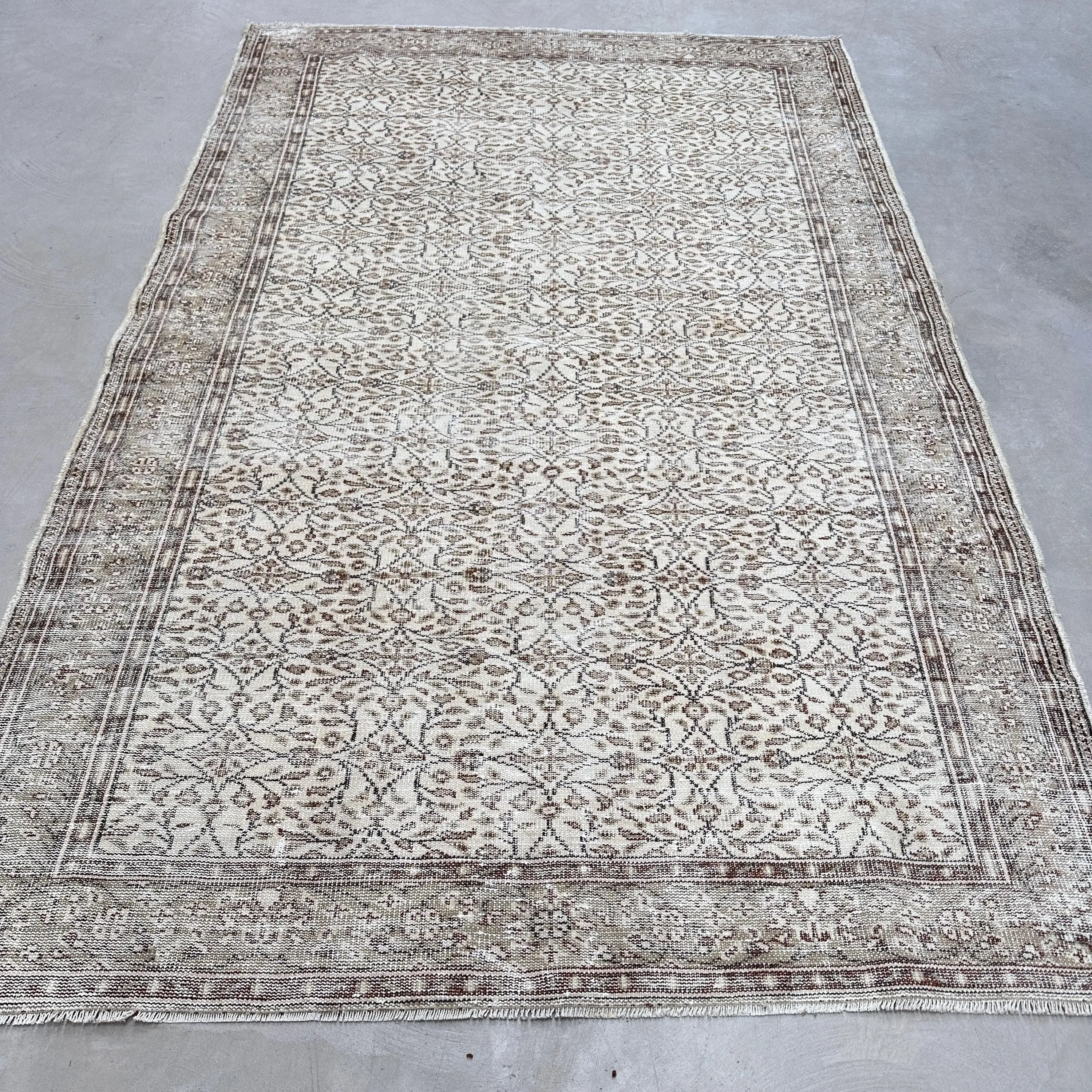 Türk Büyük Halı 6.2x9.6 ft (188x293 cm), Vintage Kahverengi Fas Yün Halısı - 1