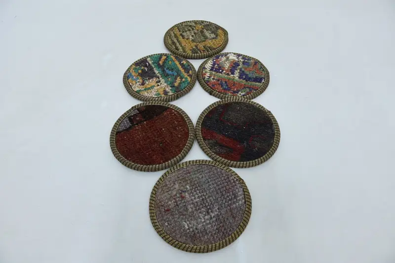 Blue and Red Coasters, Unique Circle Coasters for Coffee Cups