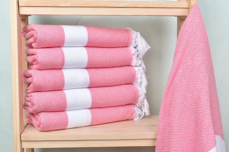 Pink Cotton Towel Handmade, Gift for Home, 40x71 Inches