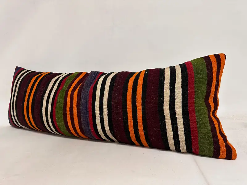 Throw Kilim Pillow, Natural Pillow Cover, Kilim Pillow Cover, Ethnic Pillow Cover Cushion Cover, Pillow, Home Decor Pillow, 16x48 Red Pillow Sham - 4
