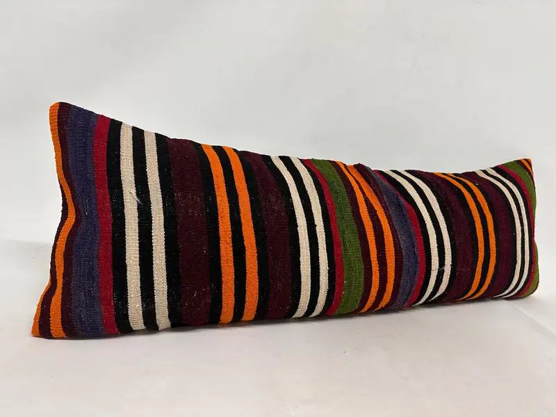 Throw Kilim Pillow, Natural Pillow Cover, Kilim Pillow Cover, Ethnic Pillow Cover Cushion Cover, Pillow, Home Decor Pillow, 16x48 Red Pillow Sham - 3