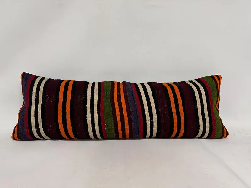 Throw Kilim Pillow, Natural Pillow Cover, Kilim Pillow Cover, Ethnic Pillow Cover Cushion Cover, Pillow, Home Decor Pillow, 16x48 Red Pillow Sham - 1