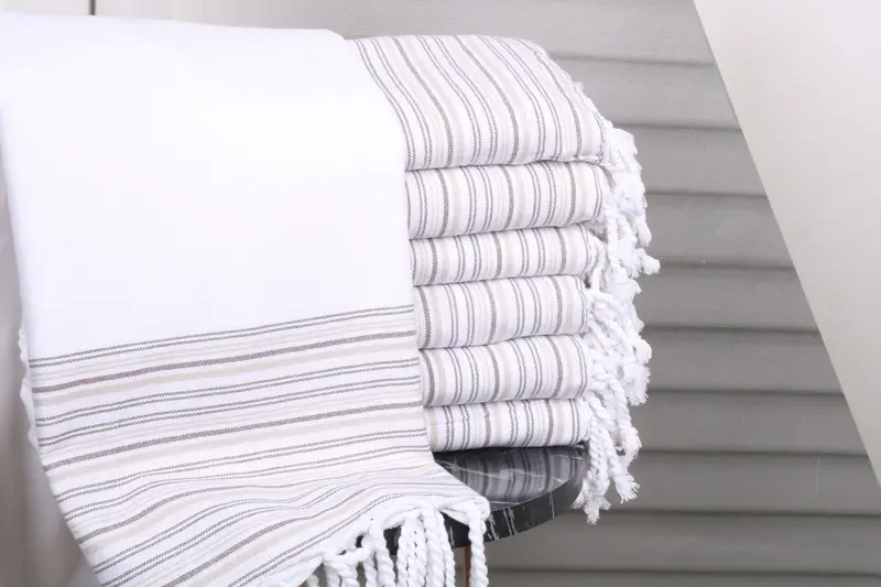 Personalized Wedding Gift Towel Brown Stripes, 40x71 Inches