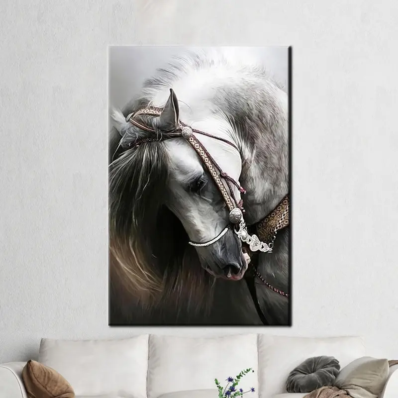 Modern Horse Lover Canvas: Elegant Farmhouse Loft Decor