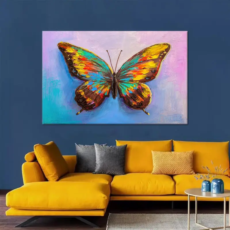 Modern Abstract Butterfly Canvas: Colorful Butterfly Lover Gift