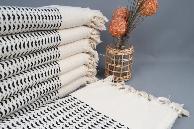 Monogrammed Beach Towel Black Diamond, Organic Cotton, 77x40 Inches