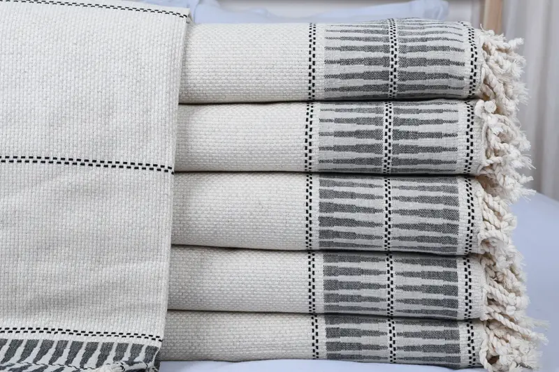 Turkish Bedcover, Bridesmaid Gifts, Bachelor Bachelorette Party Favors, Personalized Gifts, 104x96 Cotton Striped Towel, Monogram Blanket - 1