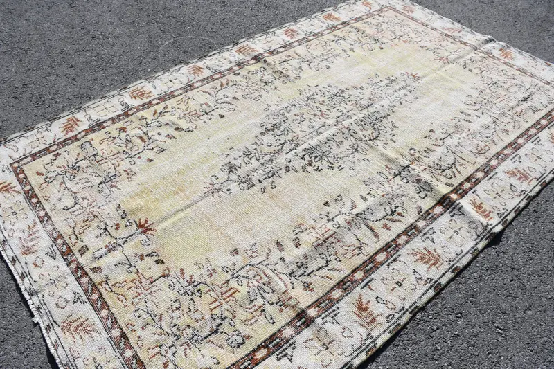 5.8x9.4 ft Halı, Büyük Türk Halısı, Beyaz Oushak Oryantal Halı - 1