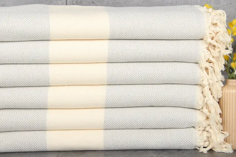 Wedding Favors Turkish Cotton Light Gray Chevron Towel, 71x40 Inches