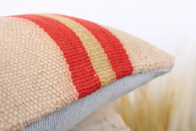 Kilim Pillow, Authentic Cushion Case, Aztec Pillow Case, 8x16 Red Pillow, Ottoman Pillow, Pillow Cover, Gift Pillow, Vintage Kilim Pillow - 6