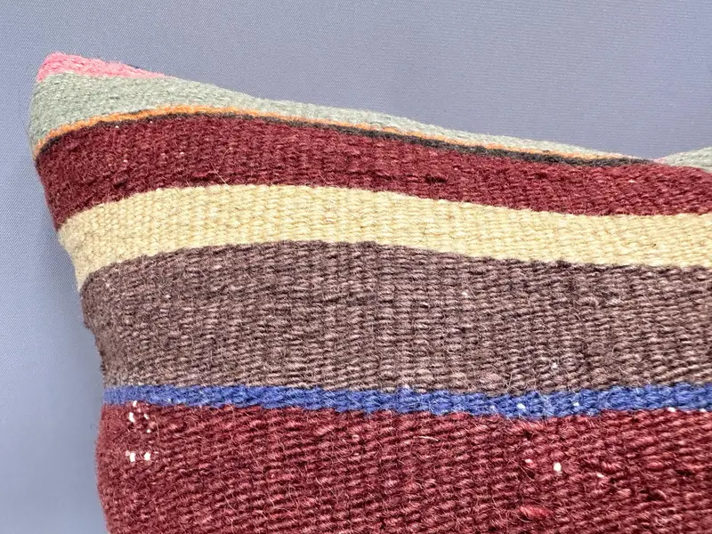 Pattern Throw Pillow Cover, Pillow Case, Boho Pillow Sham Cover, Throw Kilim Pillow, 18x18 Pink Pillow Cover, Handmade Kilim Cushion - 5